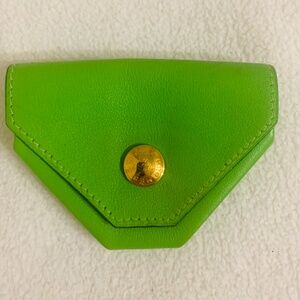 ♦️Hermès Authentic  Lime Green Coin Purse Case Le Van 24 Verso
